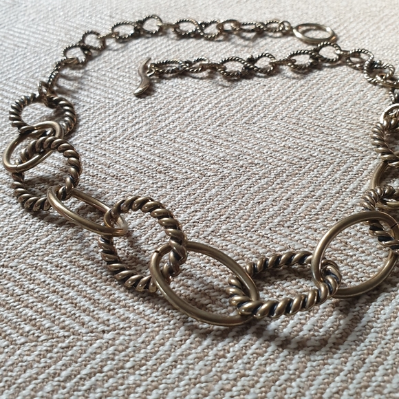 Twists and Curves Brass/Gold Necklace - Picture 6 of 10